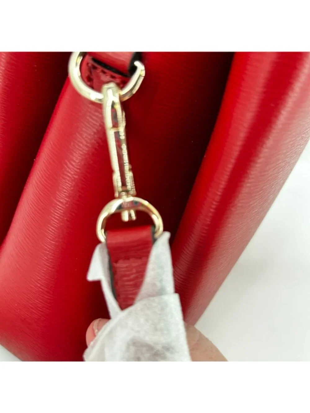 DKNY Paige Satchel Red Leather Zip Double Handle Gold Hardware Lined Structured